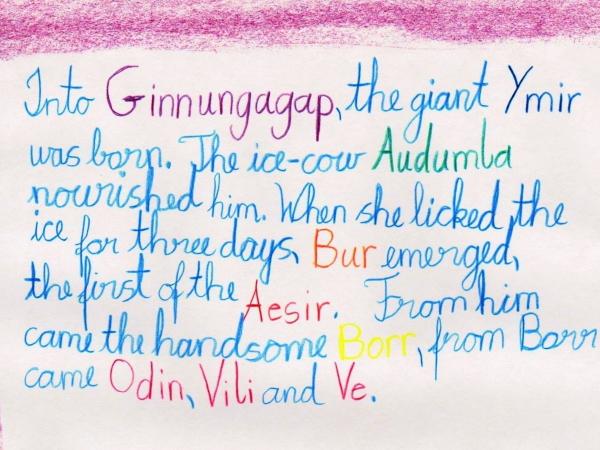 Class 4 Norse Myths, Bookwork - 2