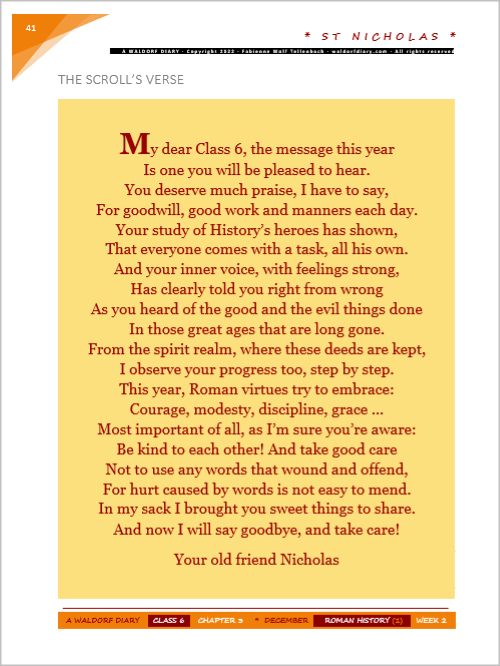 St Nicholas verse for Class 6