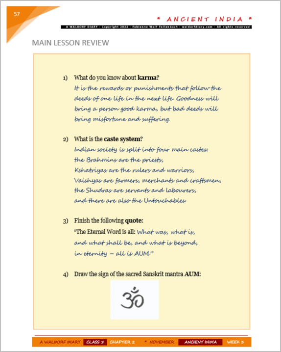 Main Lesson Review Example